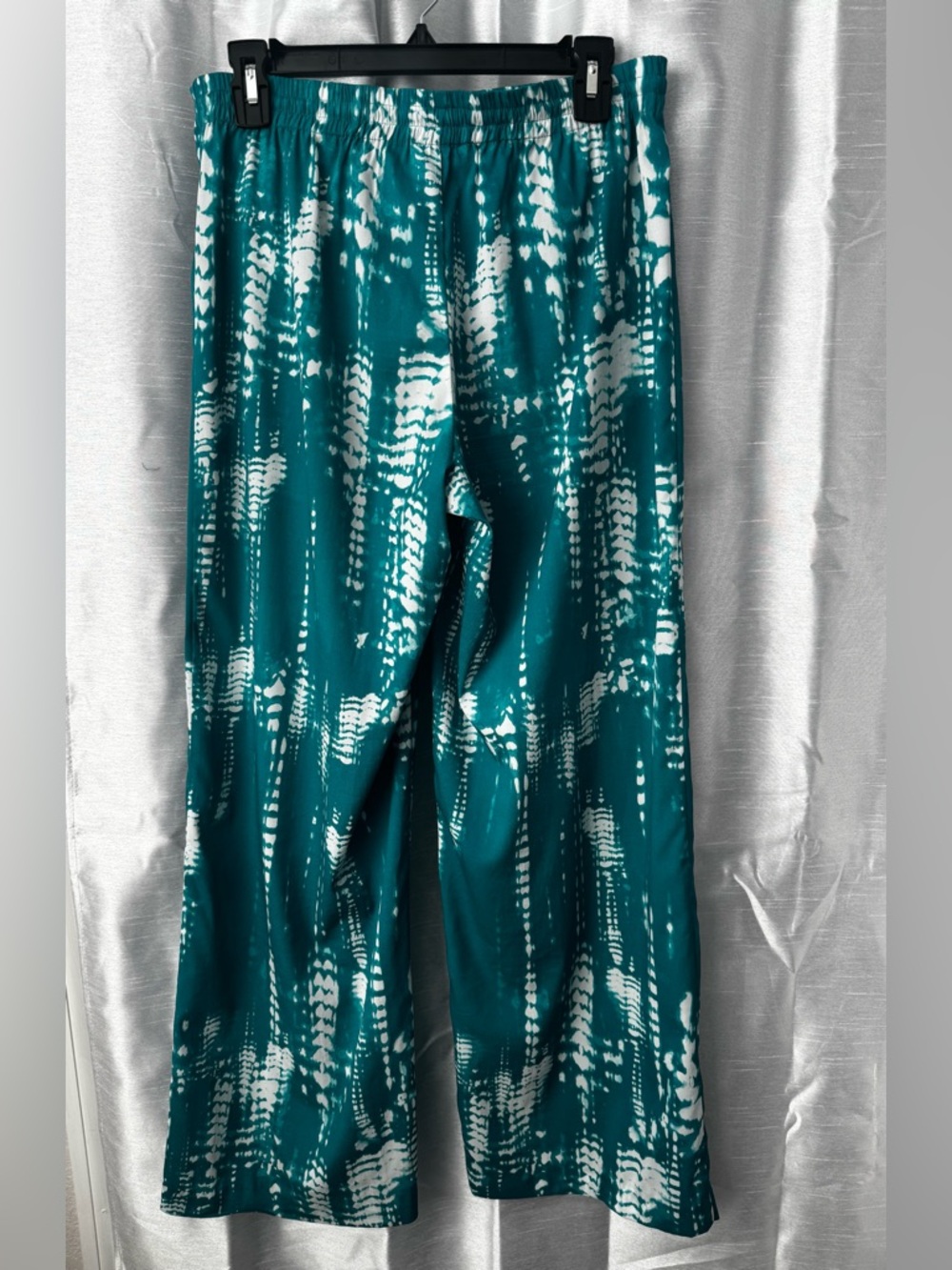Calvin Klein Teal and White Tye Dye Palazzo Pants - Picture 2 of 8